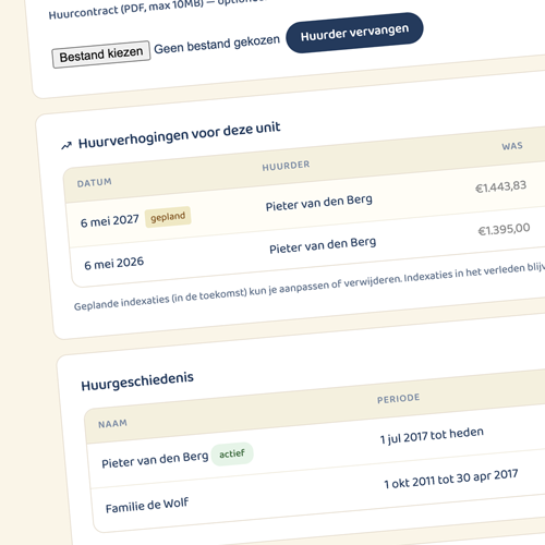 Indexering-tabel met aankondigingsbrief